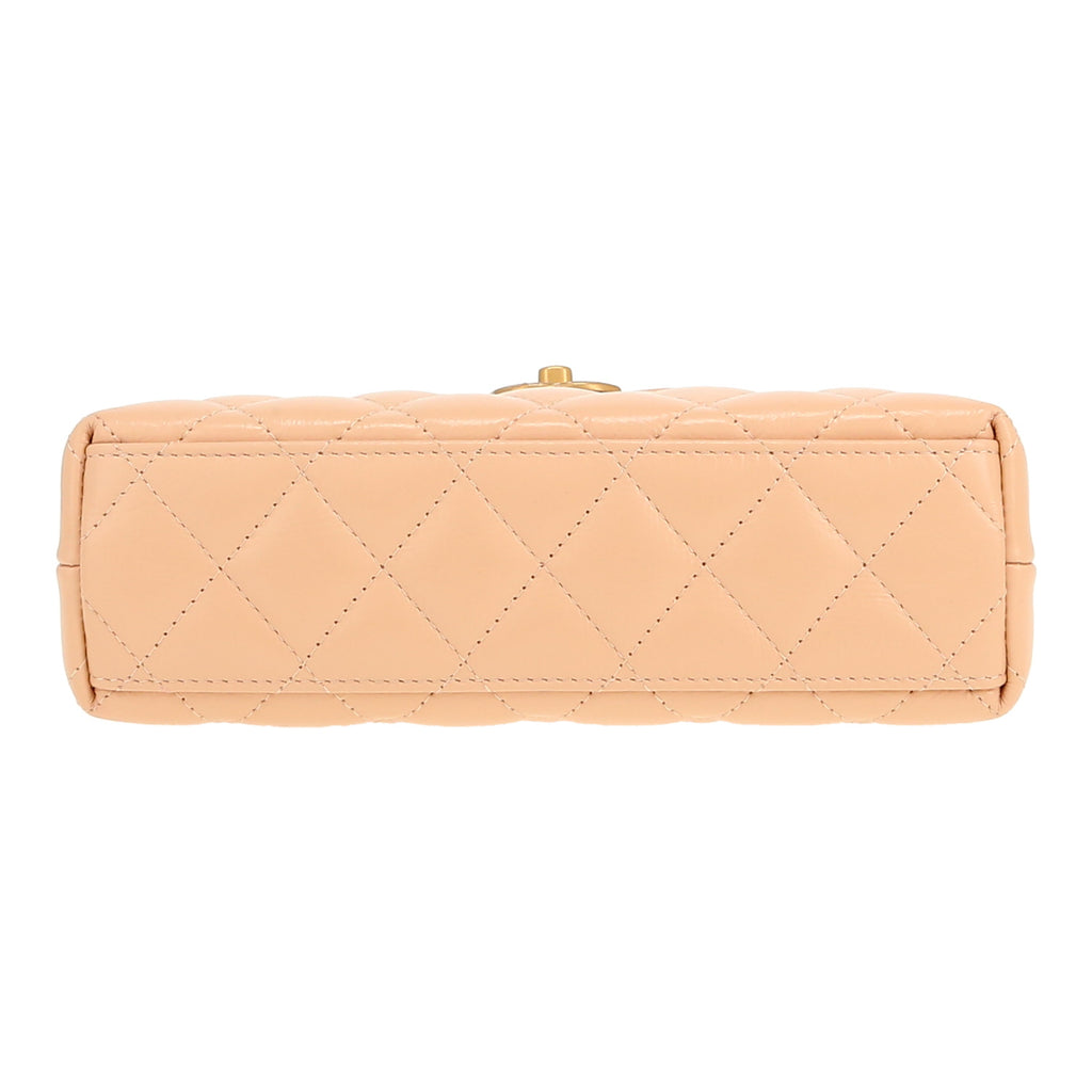 Chanel Mini Shopping handbag in beige leather - DETAIL 1