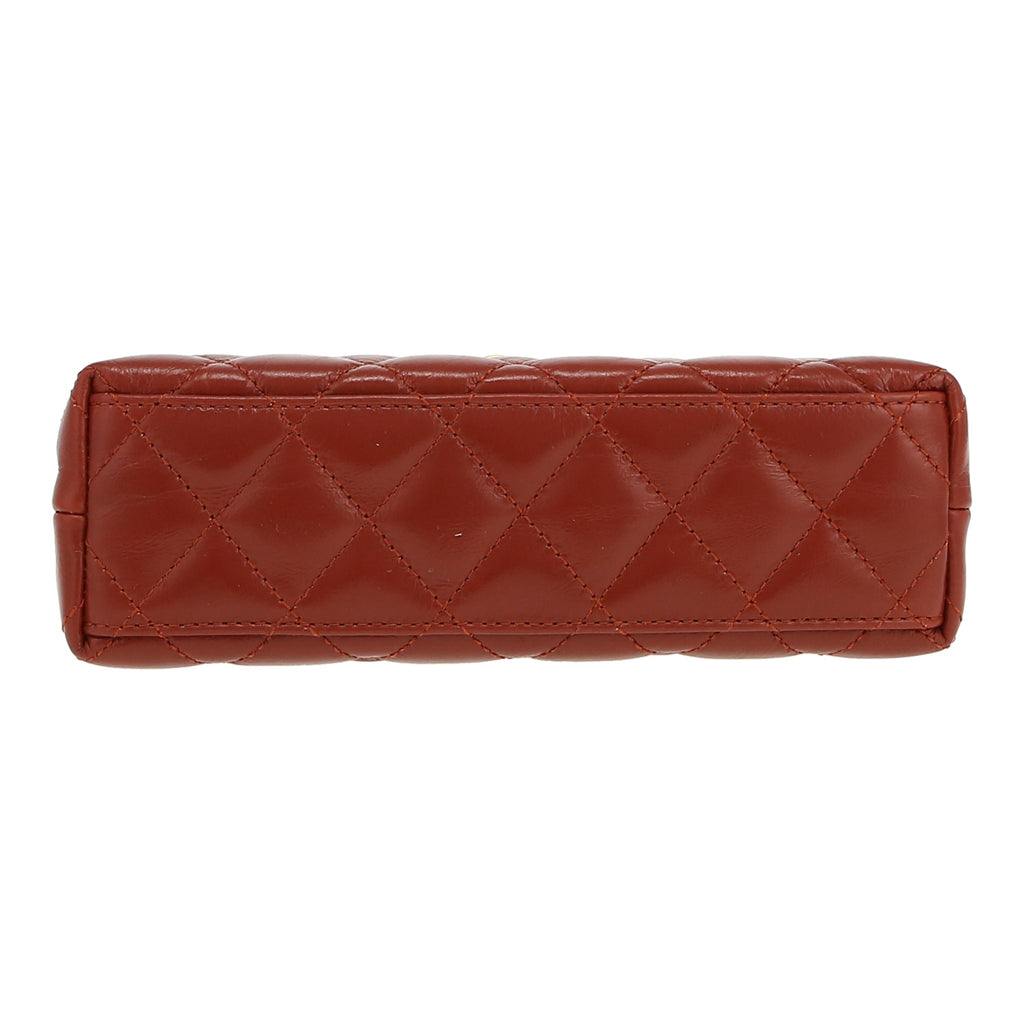 Chanel Mini Shopping handbag in cognac quilted leather - DETAIL 1