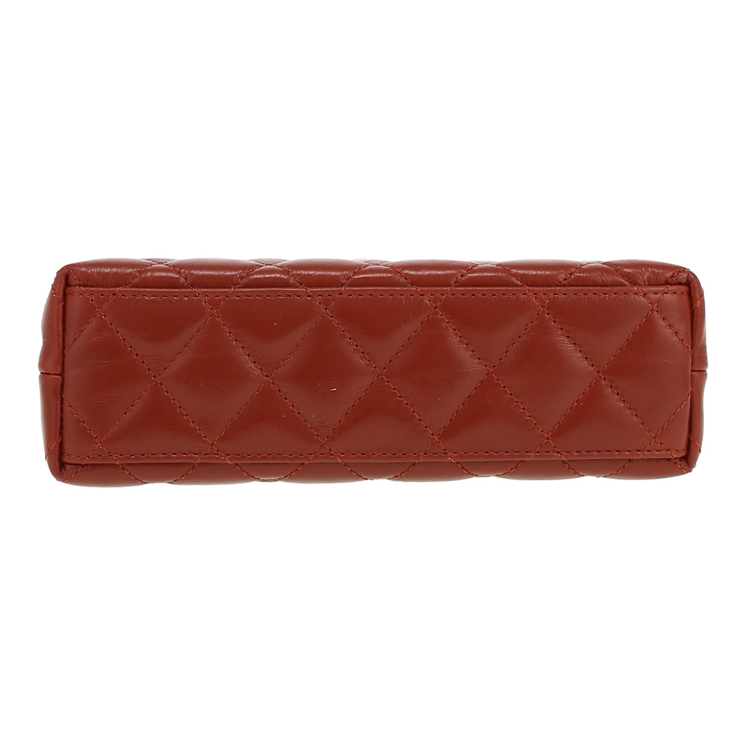 Chanel Mini Shopping handbag in cognac quilted leather - DETAIL 1