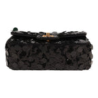 Chanel Mini Timeless shoulder bag paillette and black satin - DETAIL 1