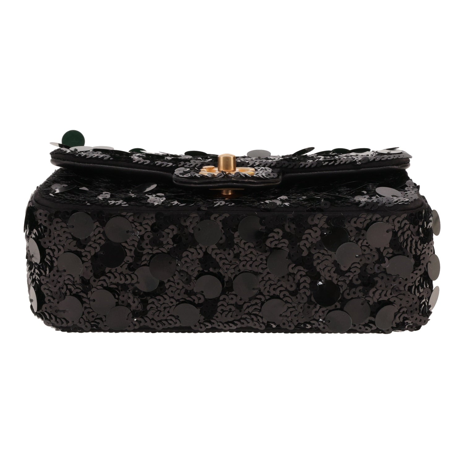 Chanel Mini Timeless shoulder bag paillette and black satin - DETAIL 1