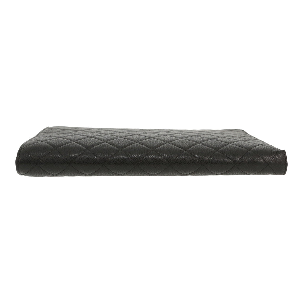 Chanel Pochette pouch in black quilted grained leather - DETAIL 1