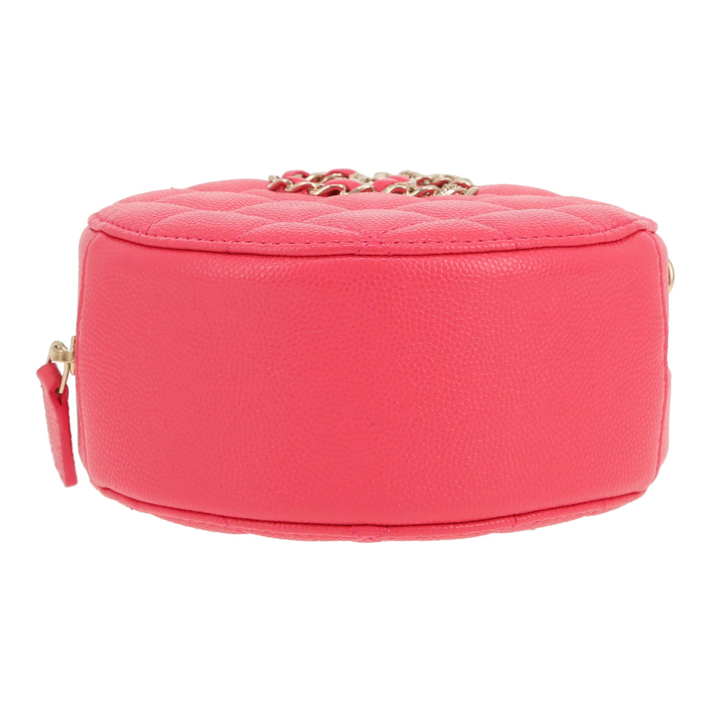 Chanel Round on Earth shoulder bag in pink quilted grained leather - DETAIL 1
