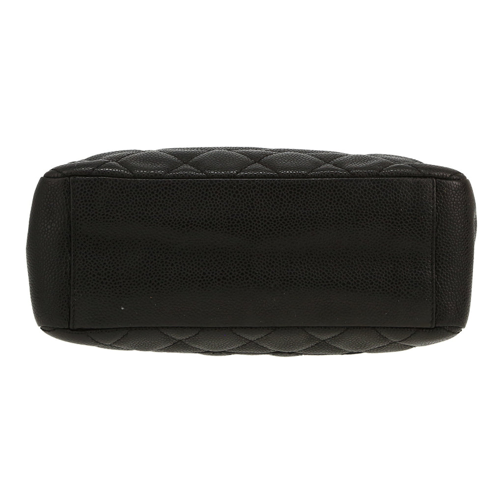 Chanel Shopping GST small model handbag in black quilted grained leather - DETAIL 1