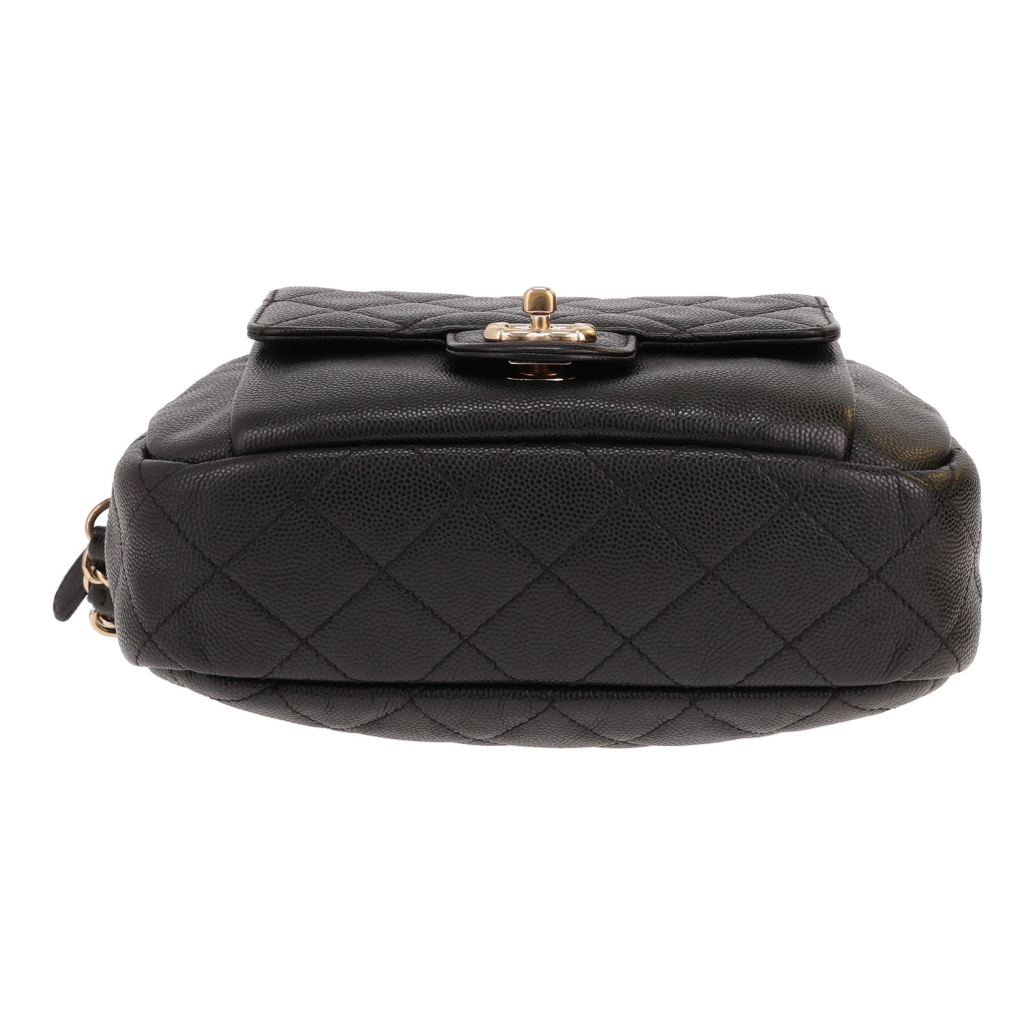 Chanel shoulder bag in black quilted grained leather - DETAIL 1