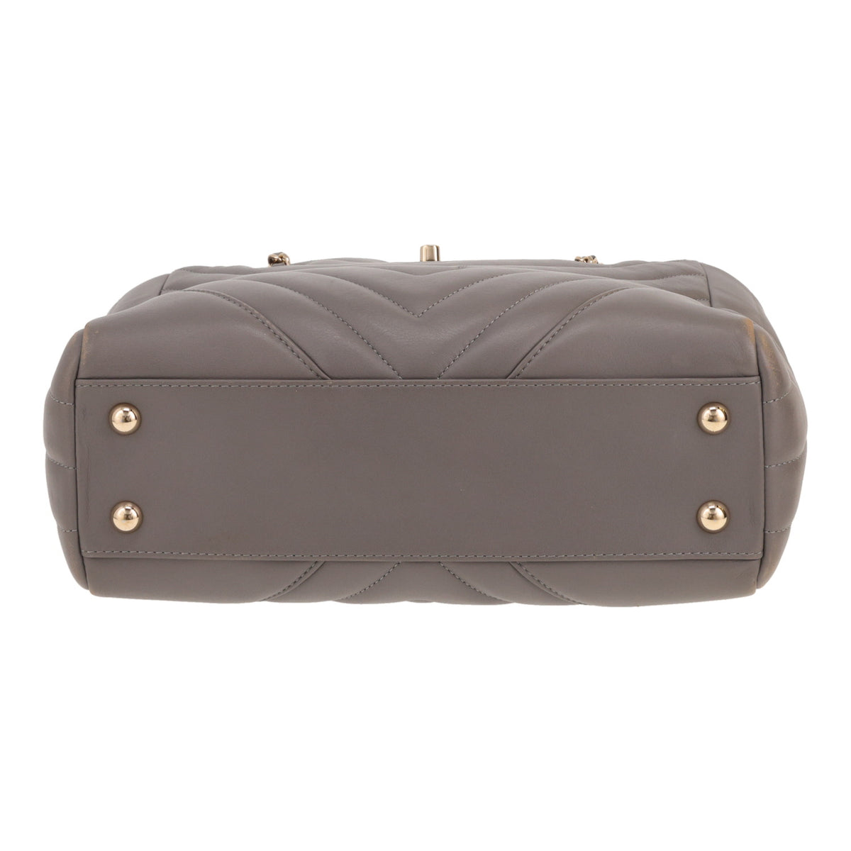 Chanel Statement Tote small model handbag in grey chevron quilted leather - DETAIL 1
