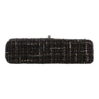 Chanel Timeless Classic handbag in black and cream color quilted tweed and cream color leather - DETAIL 1