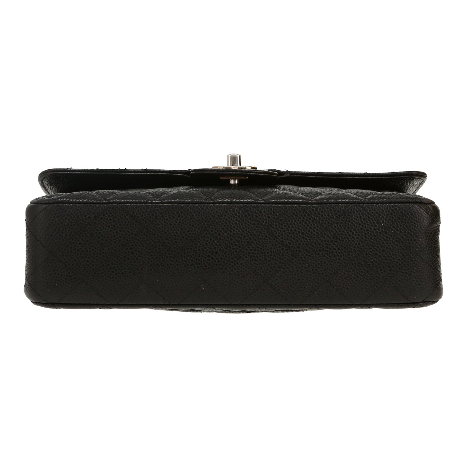 Chanel Timeless Classic handbag in black quilted grained leather - DETAIL 1