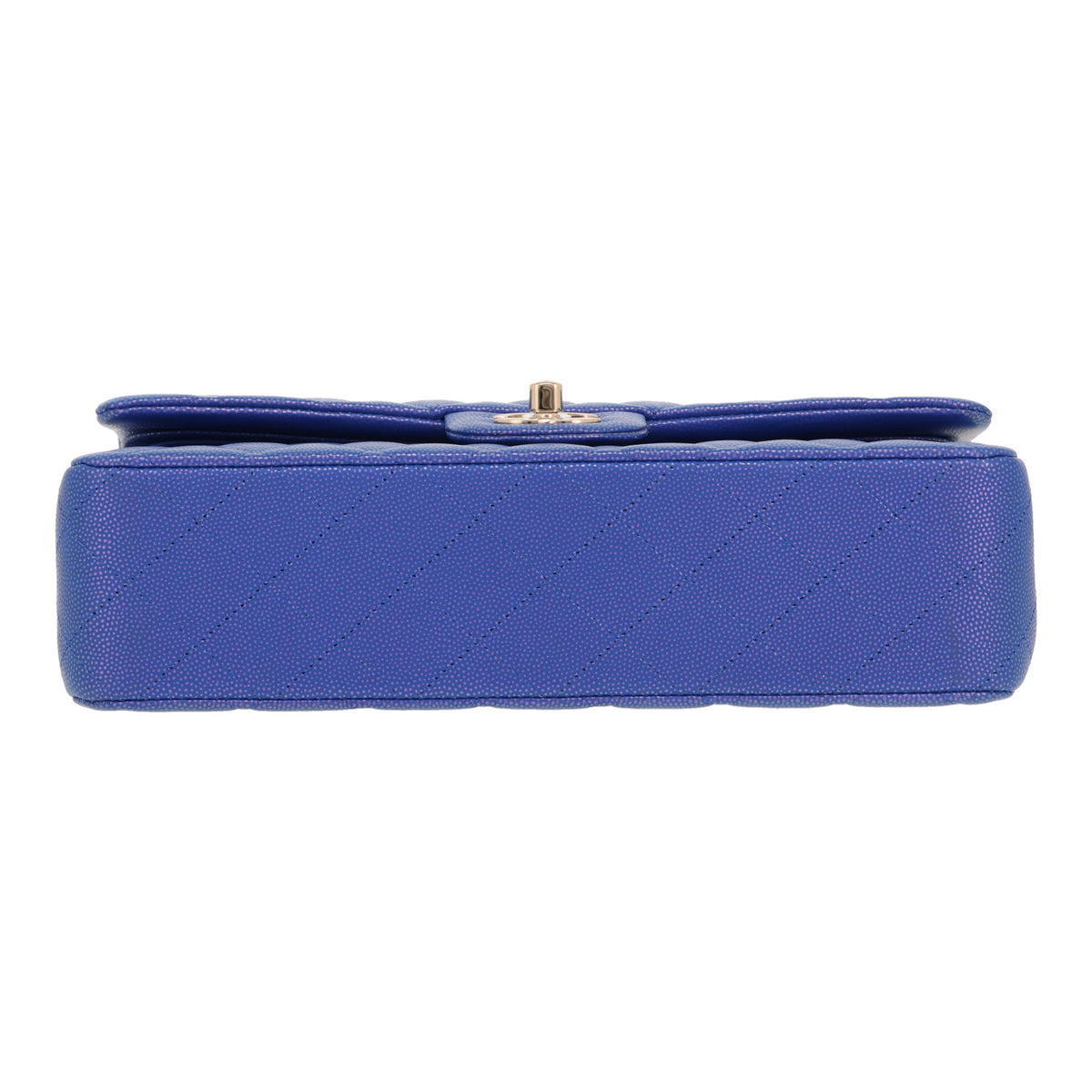 Chanel Timeless Classic handbag in blue quilted grained leather - DETAIL 1