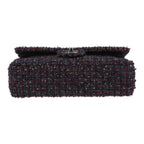 Chanel Timeless Classic handbag in navy blue and burgundy tweed - DETAIL 1