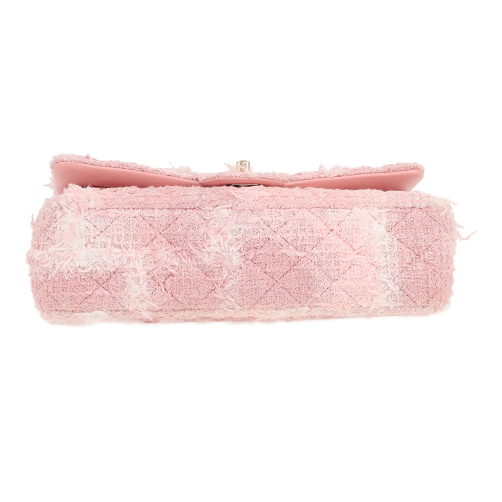 Chanel Timeless Classic handbag in pink tweed - DETAIL 1