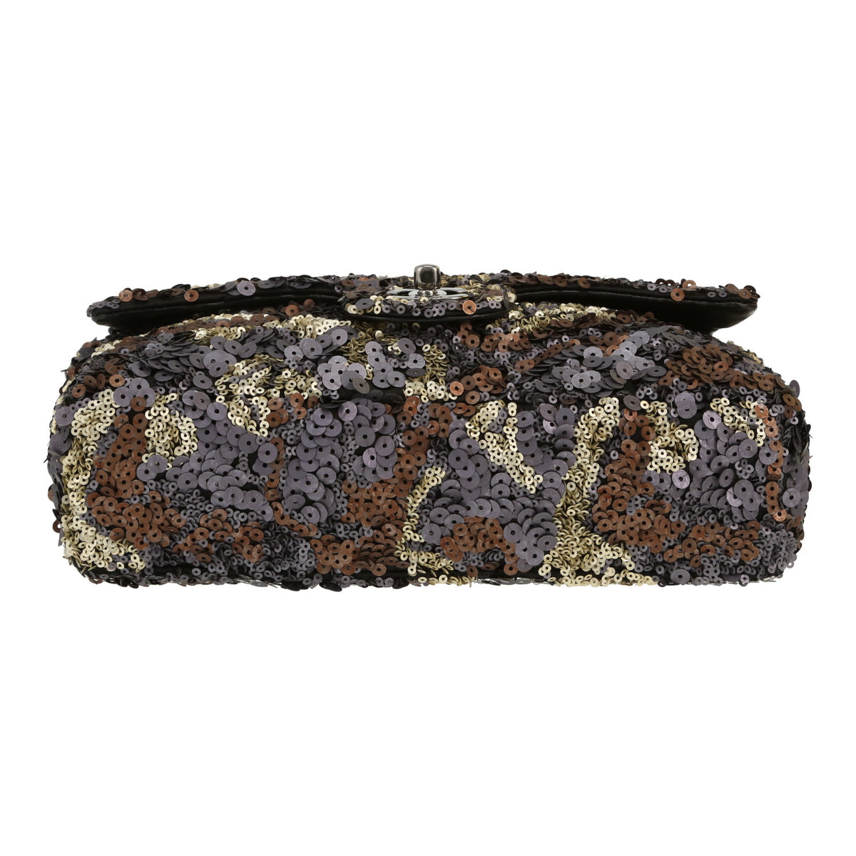 Chanel Timeless handbag in brown, silver and golden brown paillette - DETAIL 1