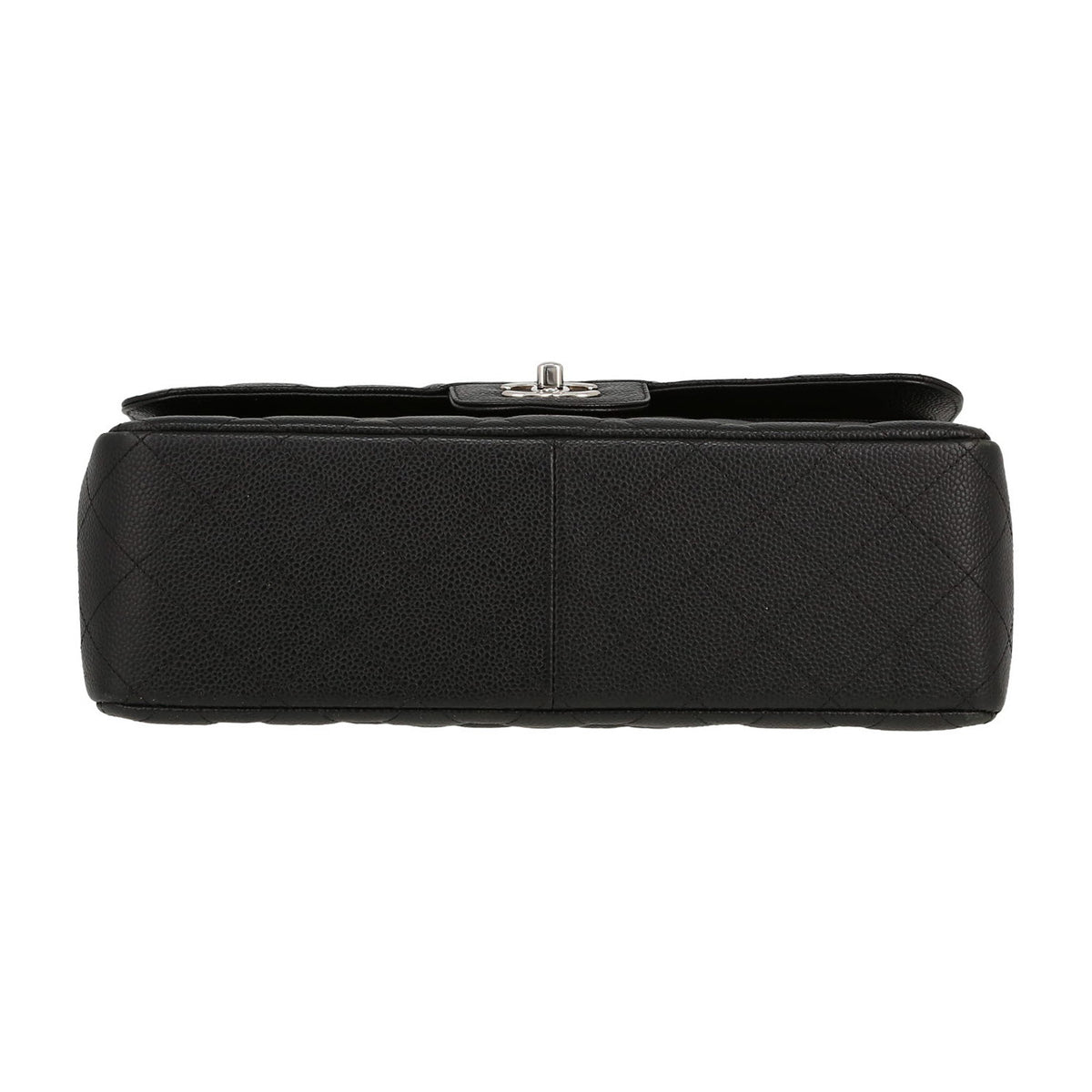 Chanel Timeless Jumbo handbag in black quilted grained leather - DETAIL 1