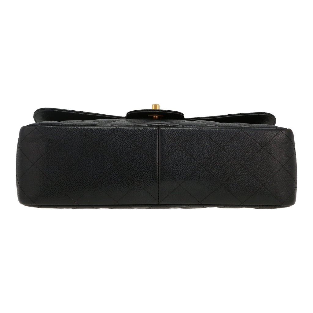 Chanel Timeless Jumbo handbag in black quilted grained leather - DETAIL 1
