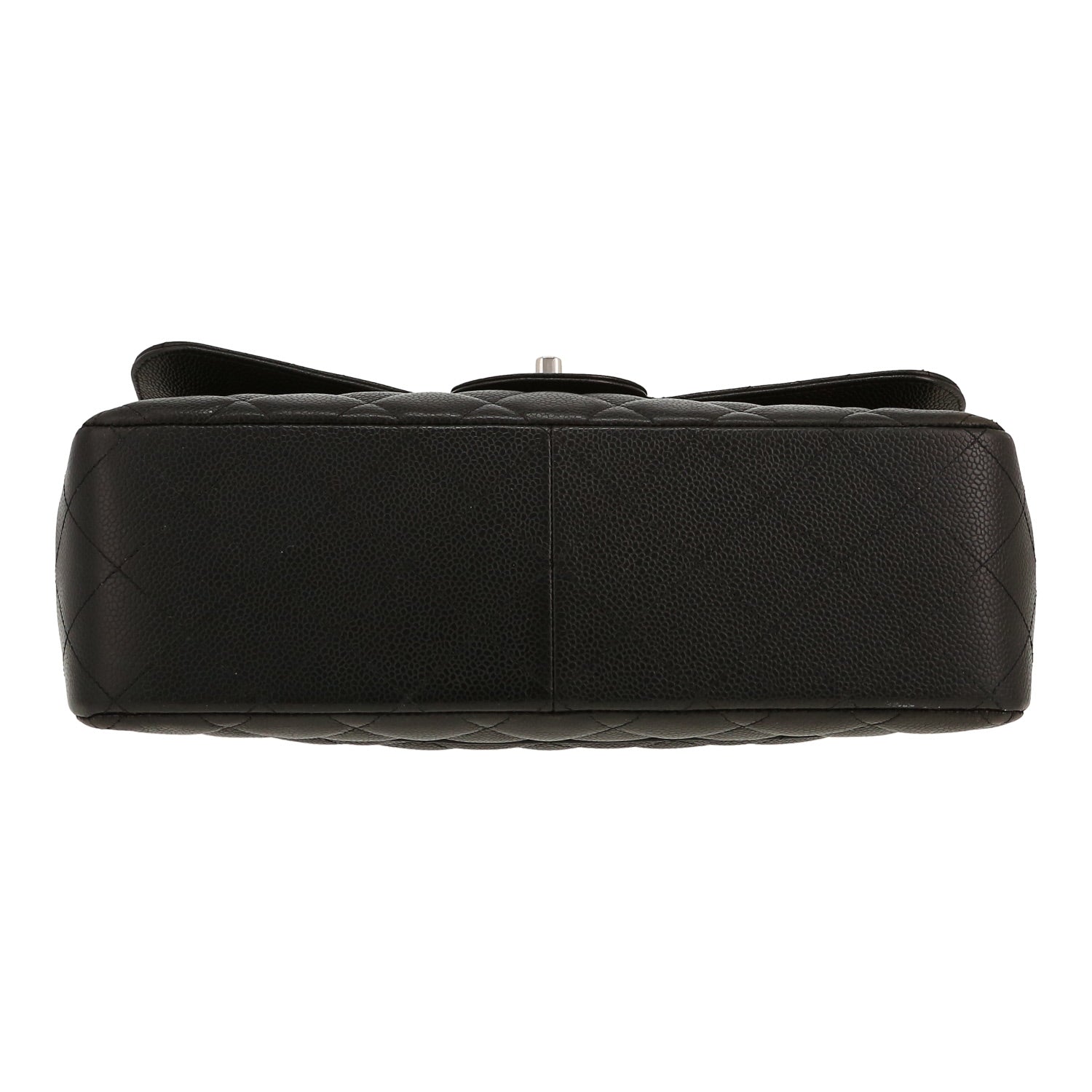 Chanel Timeless Jumbo handbag in black quilted grained leather - DETAIL 1
