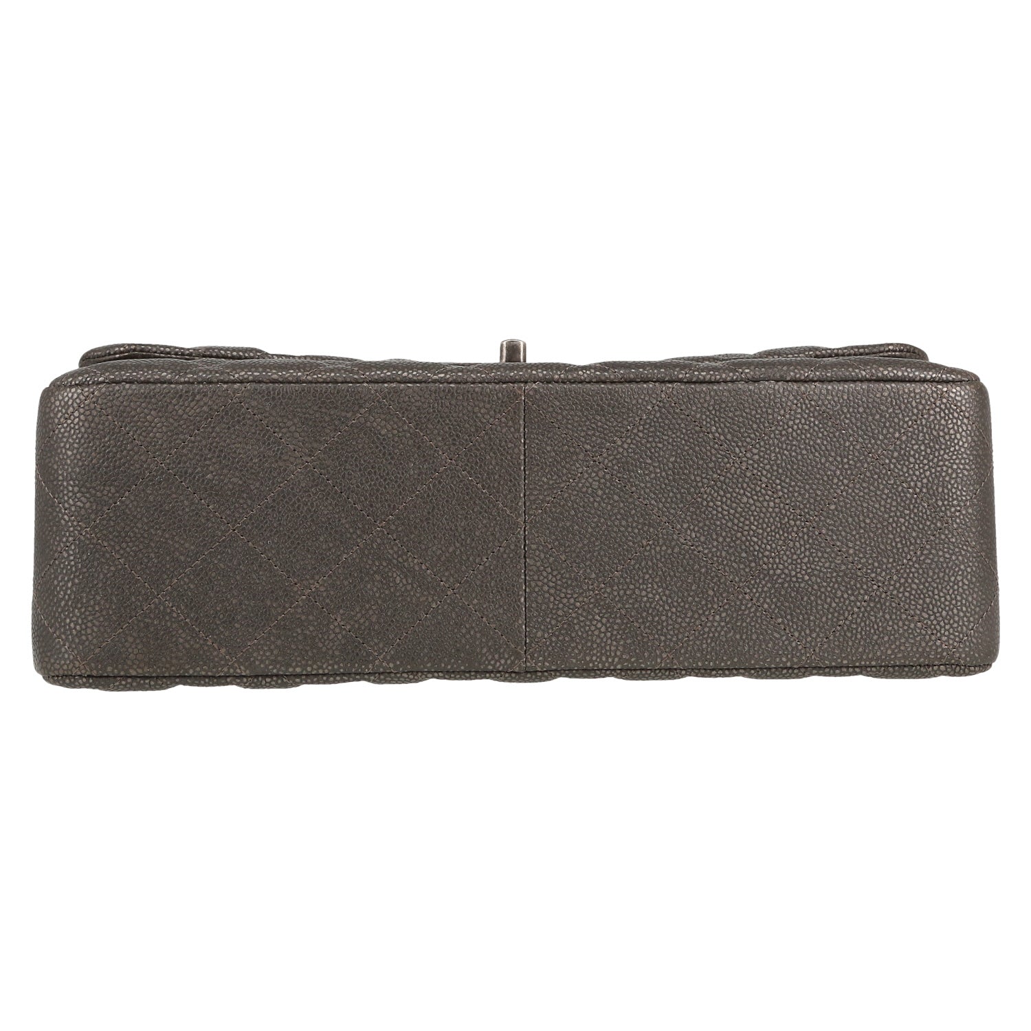 Chanel Timeless Jumbo handbag in grey quilted grained leather - DETAIL 1