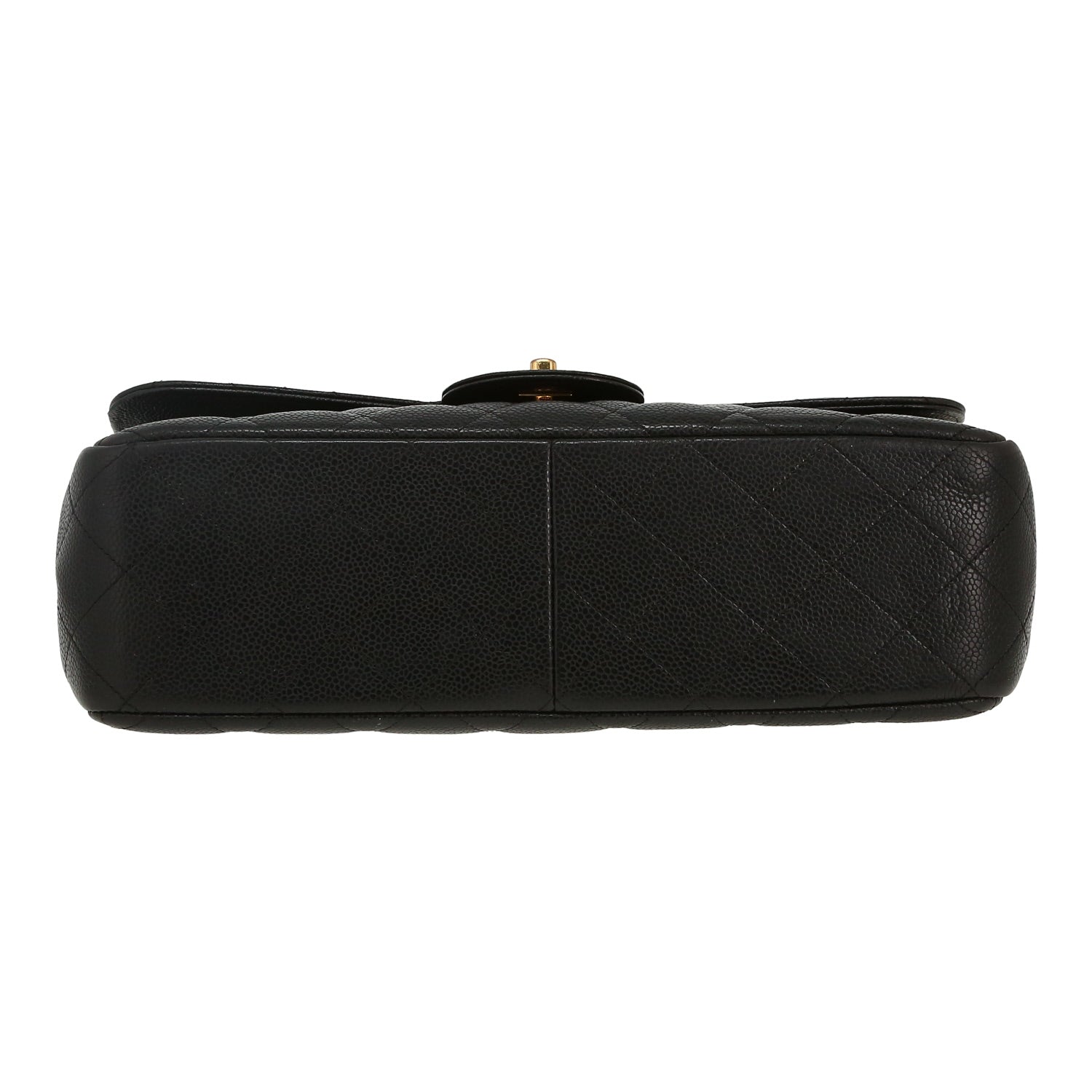 Chanel Timeless Jumbo shoulder bag in black quilted grained leather - DETAIL 1