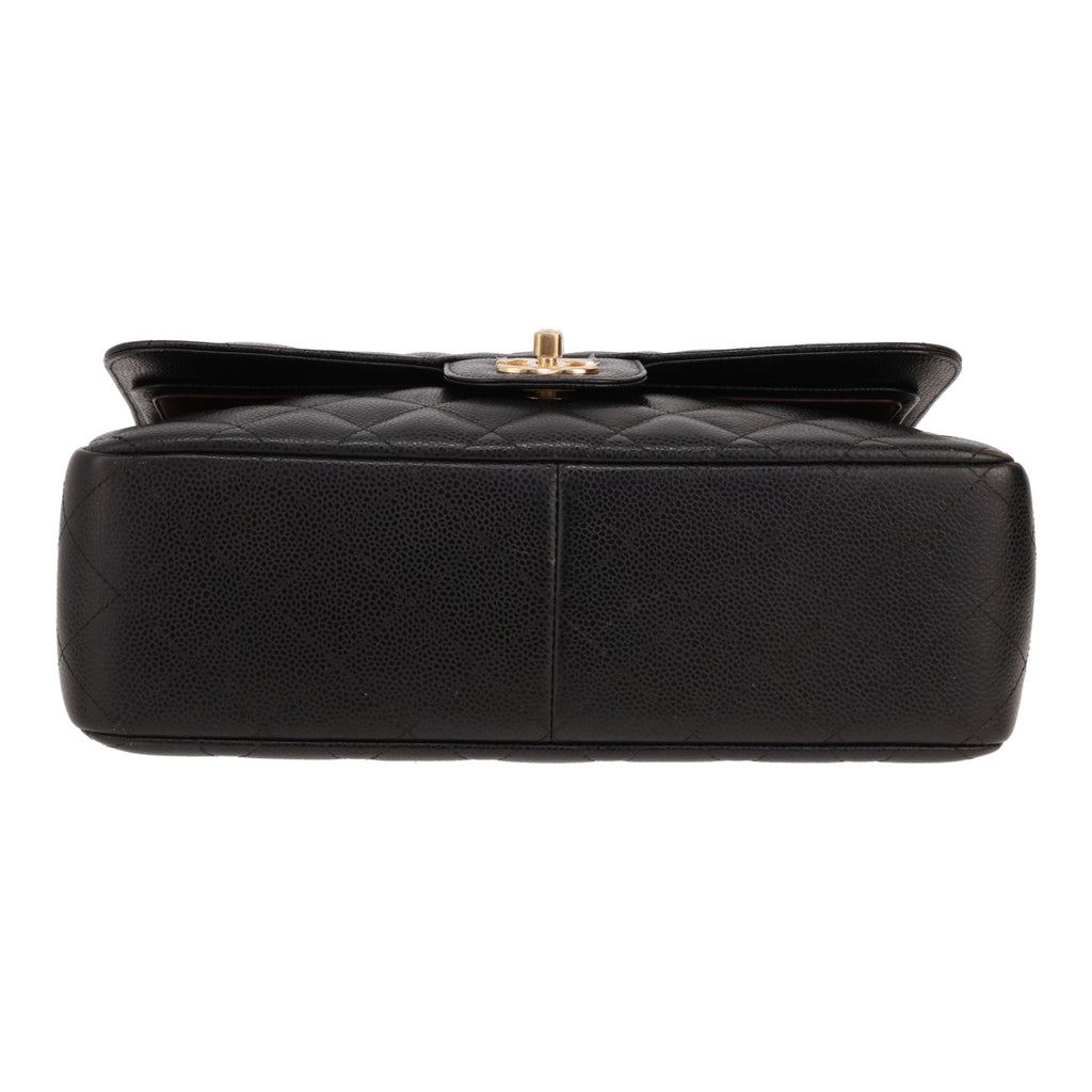Chanel Timeless Jumbo shoulder bag in black quilted grained leather - DETAIL 1