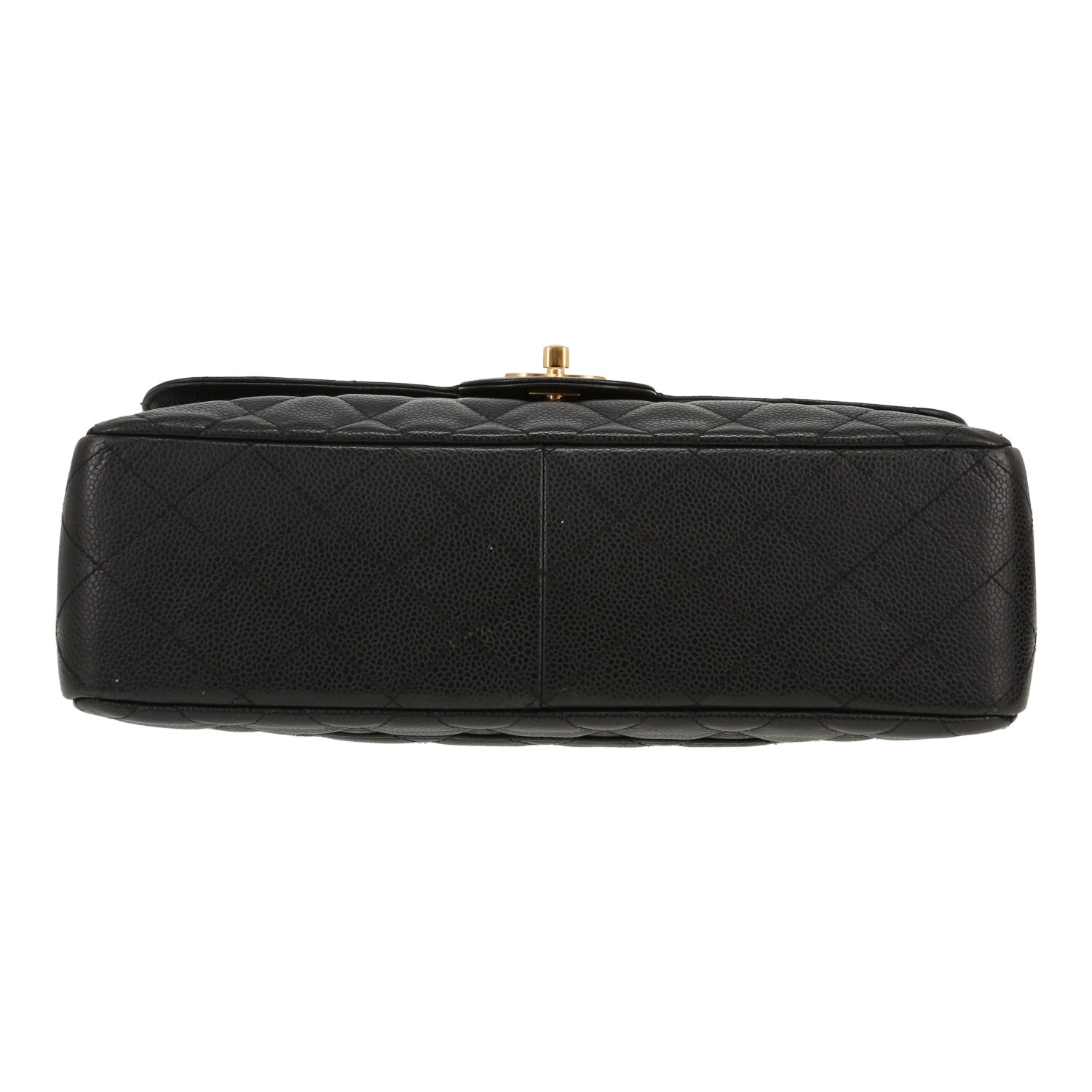 Chanel Timeless Jumbo shoulder bag in black quilted grained leather - DETAIL 1