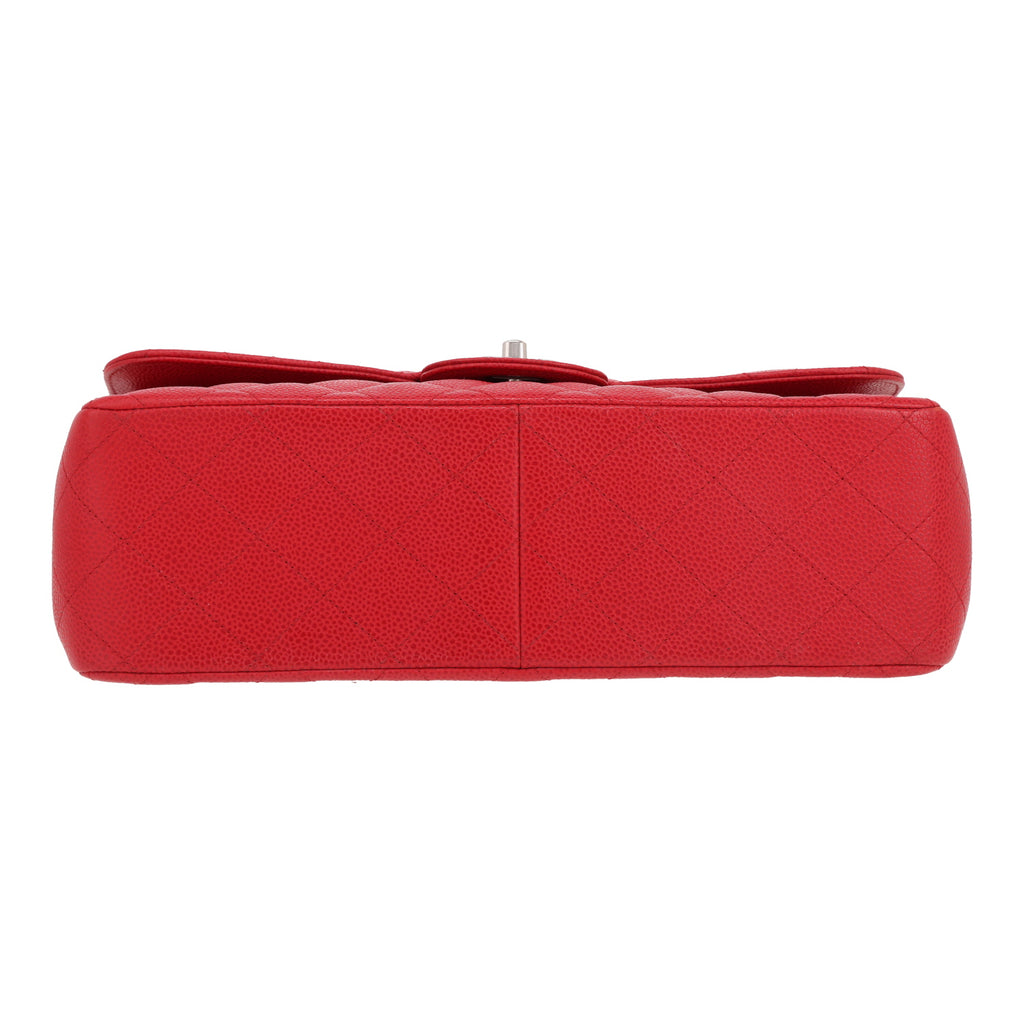 Chanel Timeless Jumbo shoulder bag in red quilted grained leather - DETAIL 1