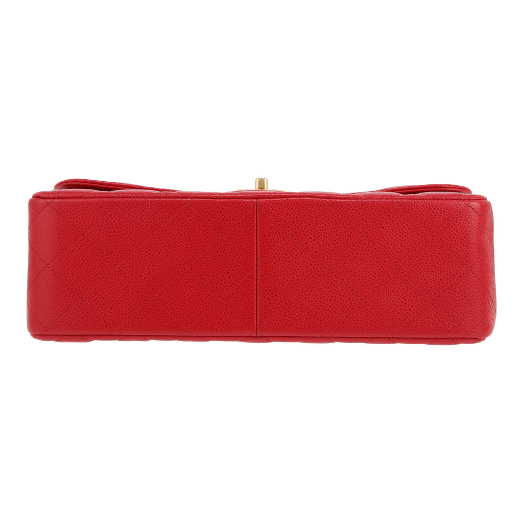 Chanel Timeless Jumbo shoulder bag in red quilted grained leather - DETAIL 1