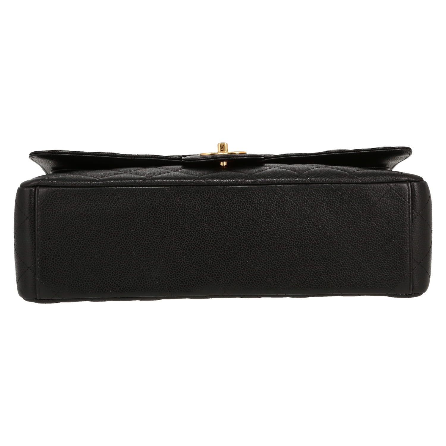 Chanel Timeless Maxi Jumbo handbag in black quilted grained leather - DETAIL 1