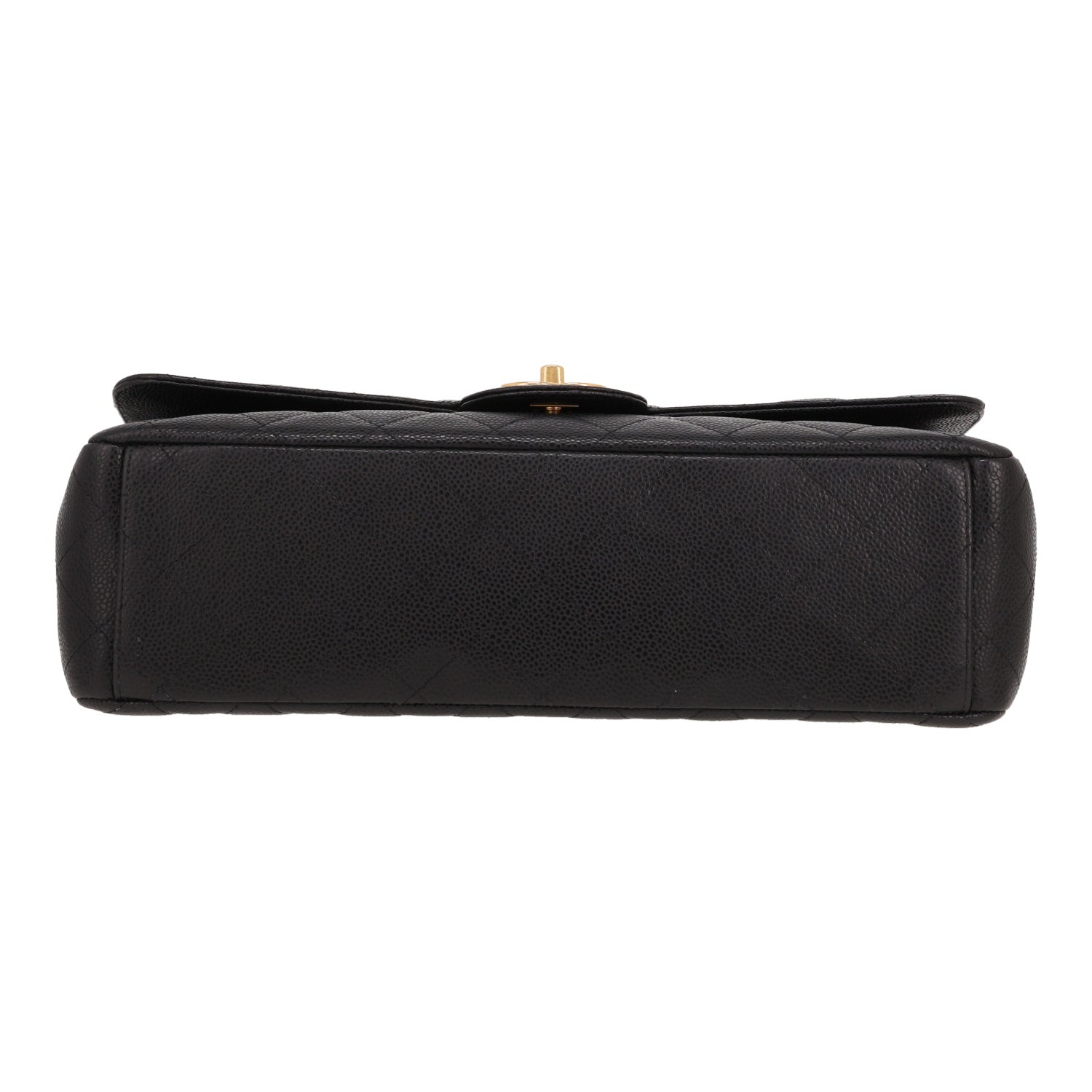 Chanel Timeless Maxi Jumbo shoulder bag in black quilted grained leather - DETAIL 1