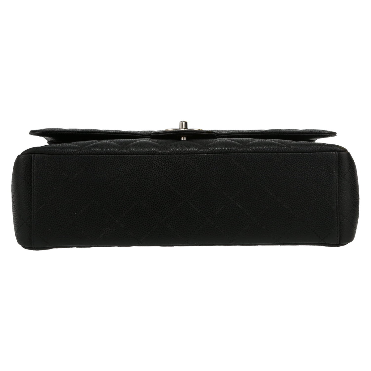 Chanel Timeless Maxi Jumbo shoulder bag in black quilted grained leather - DETAIL 1