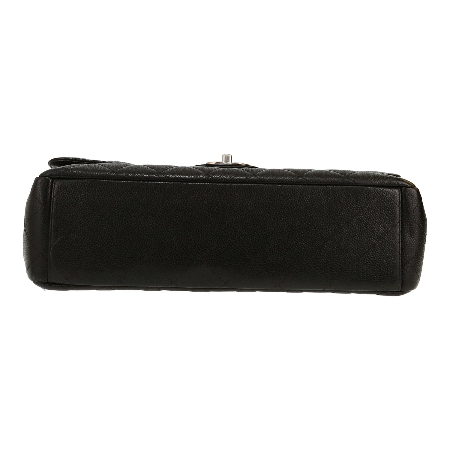 Chanel Timeless Maxi Jumbo shoulder bag in black quilted grained leather - DETAIL 1