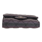 Chanel Timeless wallet in green and purple holographic quilted grained leather - DETAIL 1
