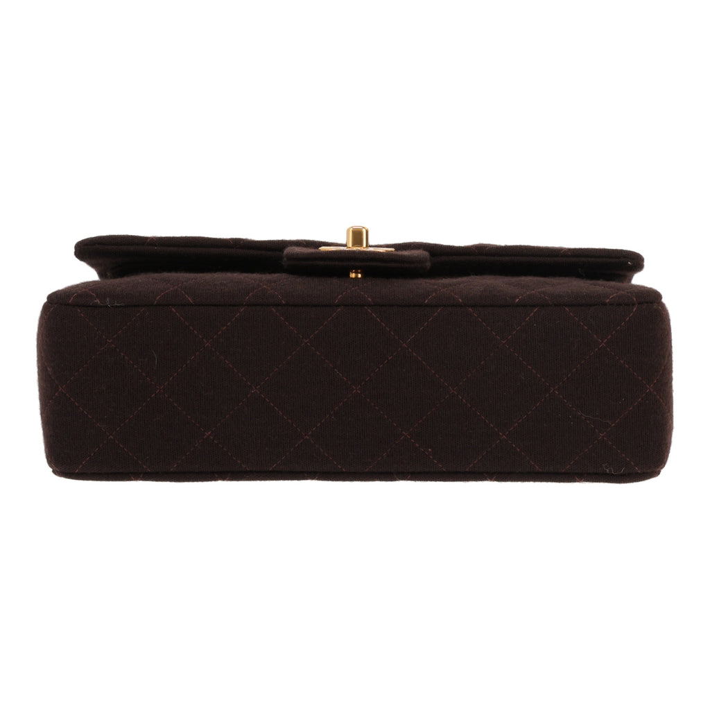 Chanel Timeless Petit handbag in brown jersey canvas - DETAIL 1