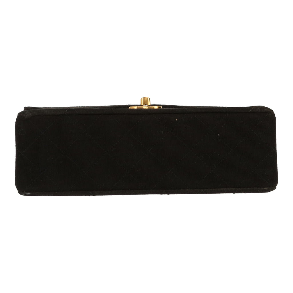 Chanel Timeless Petit shoulder bag in black jersey canvas - DETAIL 1