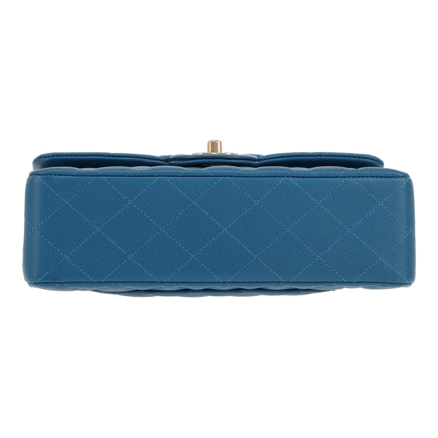 Chanel Timeless Petit shoulder bag in blue quilted grained leather - DETAIL 1