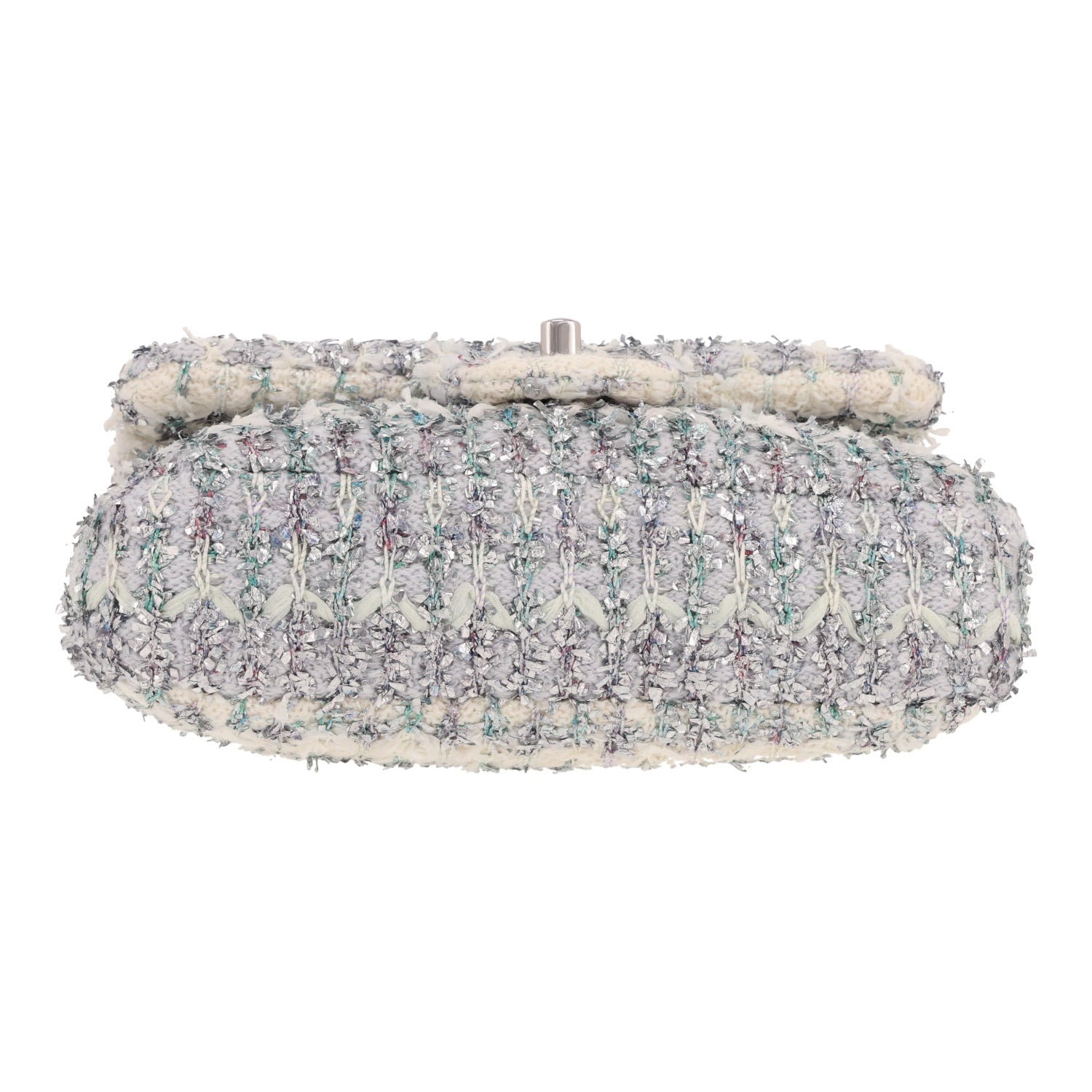 Chanel Timeless shoulder bag in white, purple and silver tweed - DETAIL 1