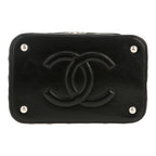 Chanel Vanity vanity case in wicker and black leather - DETAIL 1