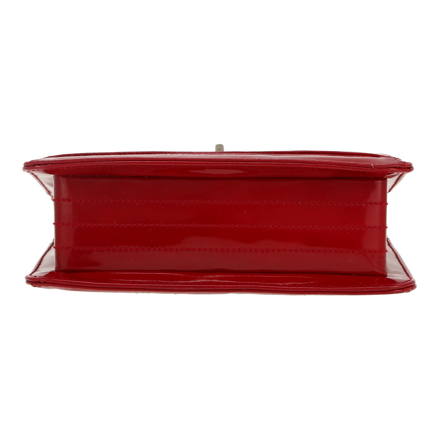 Chanel Vintage handbag in red quilted jersey and red patent leather - DETAIL 1