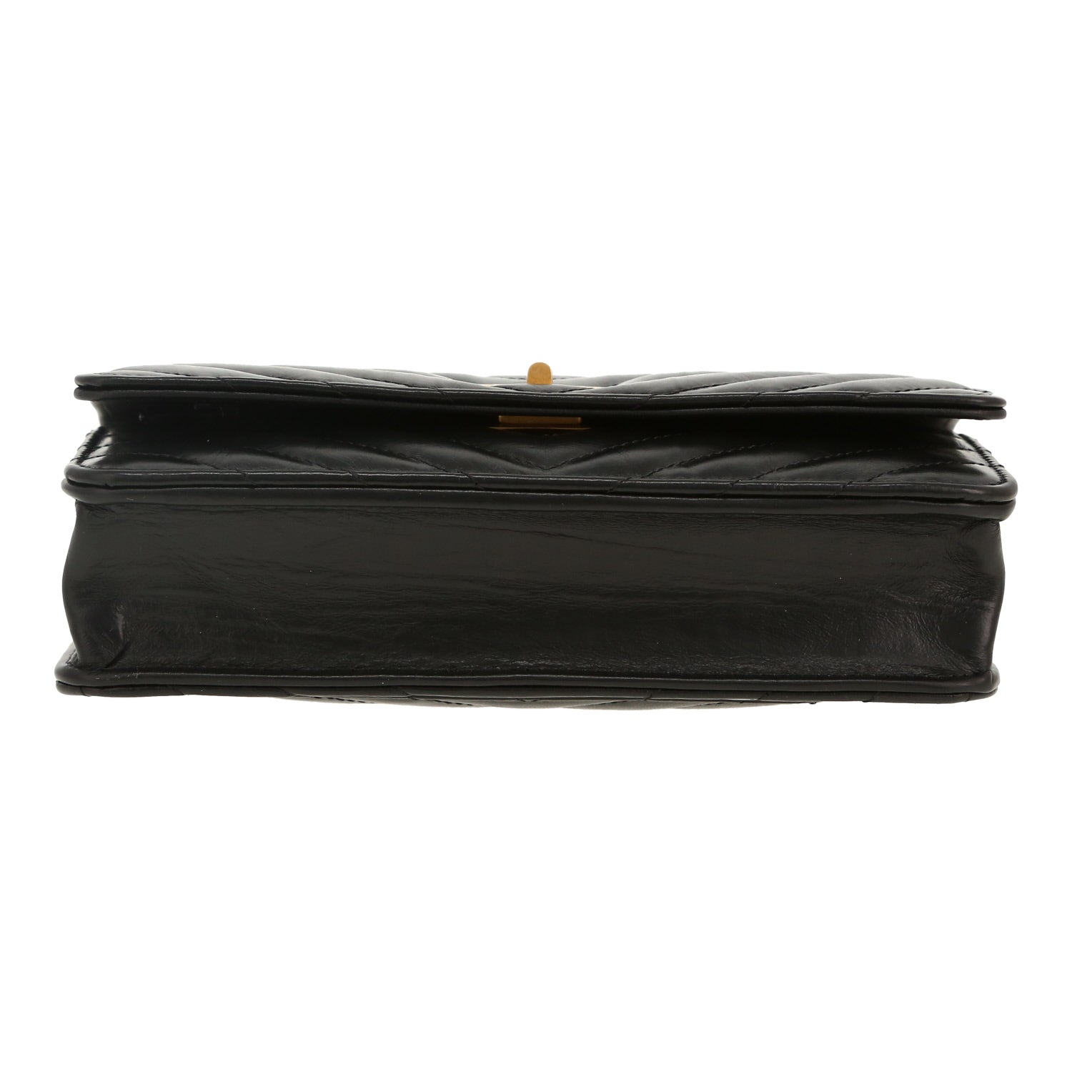 Chanel Wallet on Chain shoulder bag in black chevron quilted leather - DETAIL 1