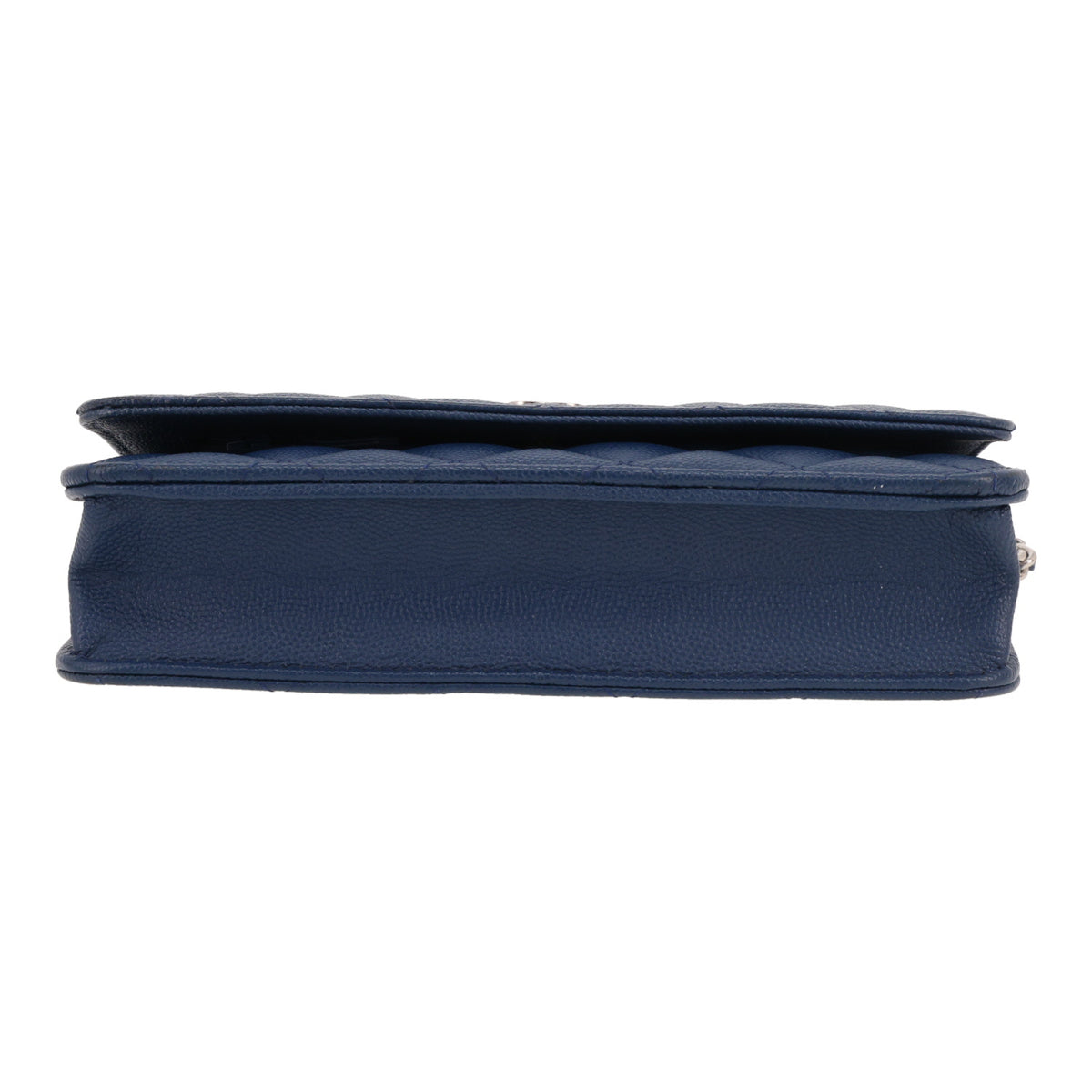 Chanel Wallet on Chain shoulder bag in blue quilted grained leather - DETAIL 1