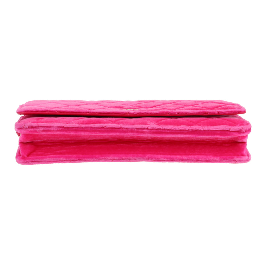Chanel Wallet on Chain shoulder bag in pink velvet - DETAIL 1