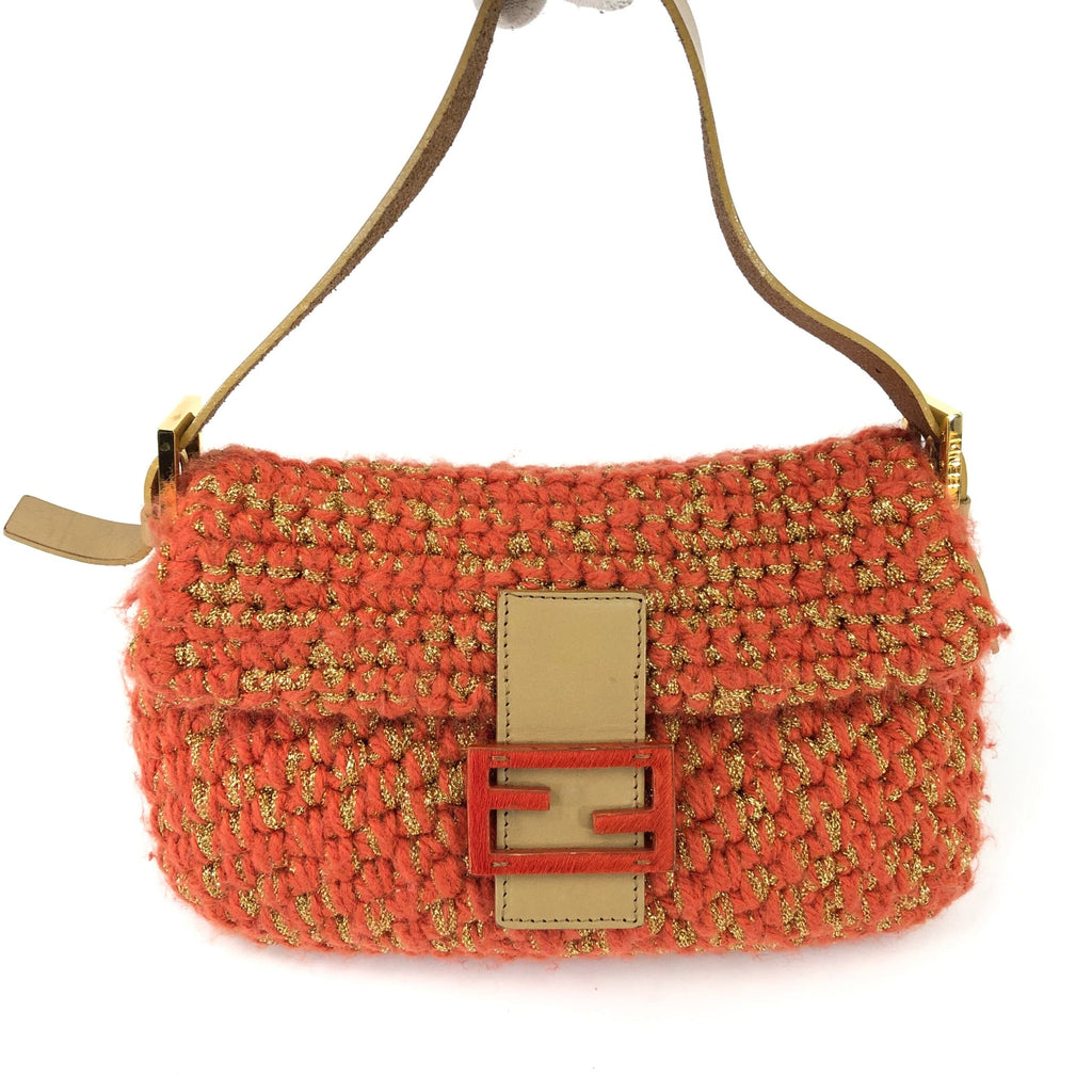 FENDI CROCHET BAGUETTE SHOULDER BAG