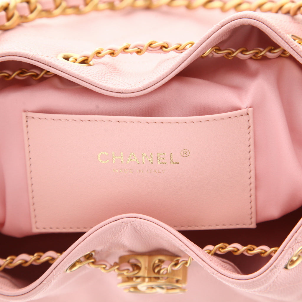 Chanel 25 small model shoulder bag in pink quilted grained leather - DETAIL 2