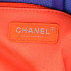 Chanel Deauville tote bag in electric blue and orange coated canvas and electric blue leather - DETAIL 2
