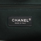 Chanel Deauville shopping bag in green canvas and green leather - DETAIL 2