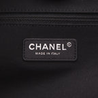 Chanel Deauville shopping bag in grey canvas and black leather - DETAIL 2