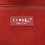 Chanel Deauville shopping bag in pink canvas and burgundy leather - DETAIL 2