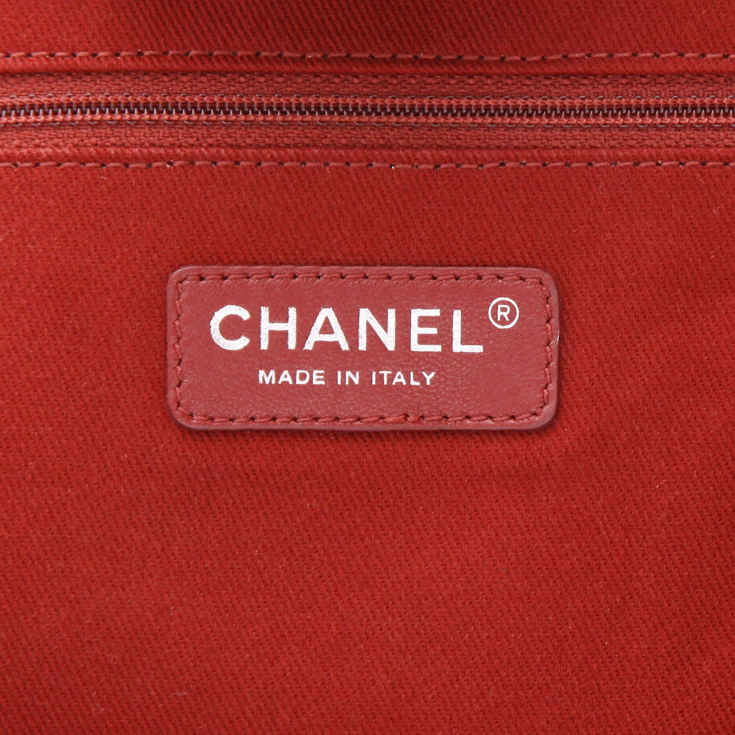 Chanel Deauville shopping bag in pink canvas and burgundy leather - DETAIL 2