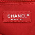 Chanel Gabrielle large model shoulder bag in black and white jersey canvas and black leather - DETAIL 2