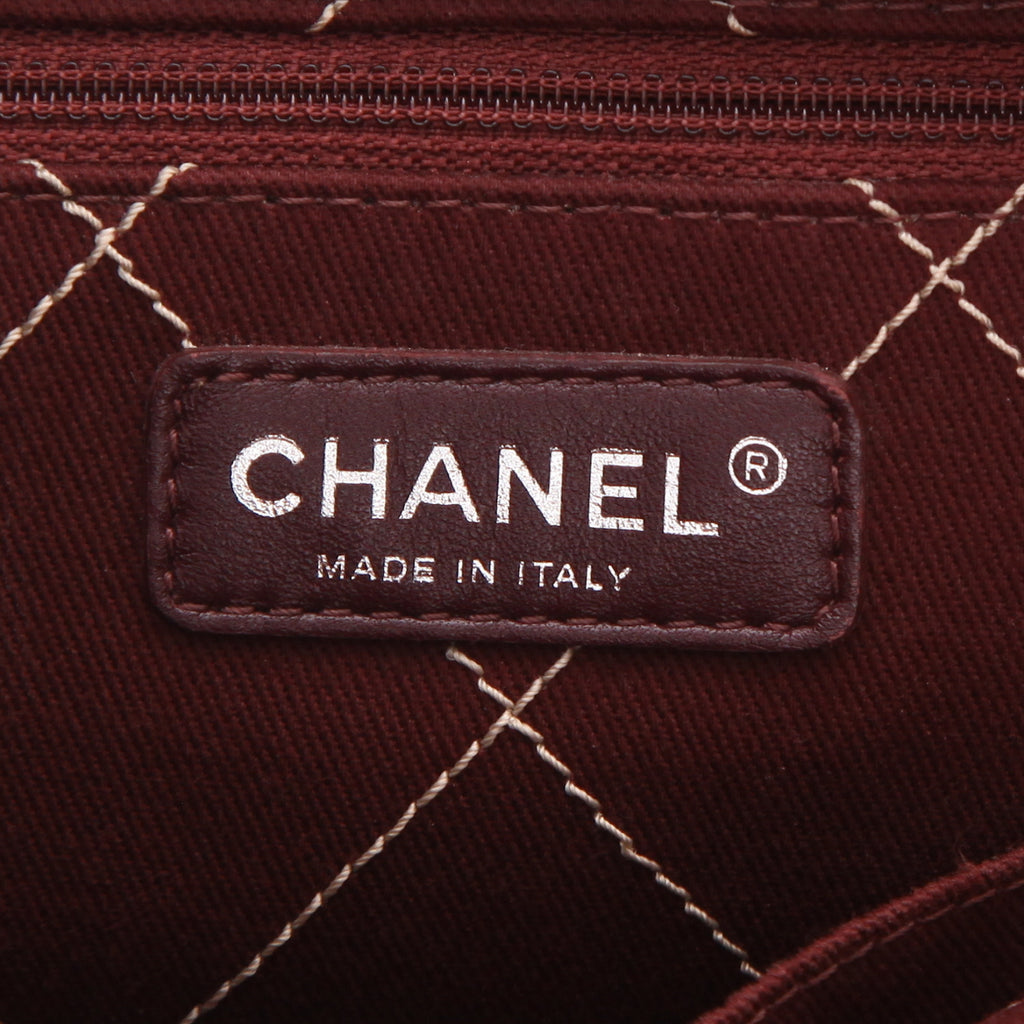 Chanel Grand Shopping shopping bag in beige and black leather - DETAIL 2