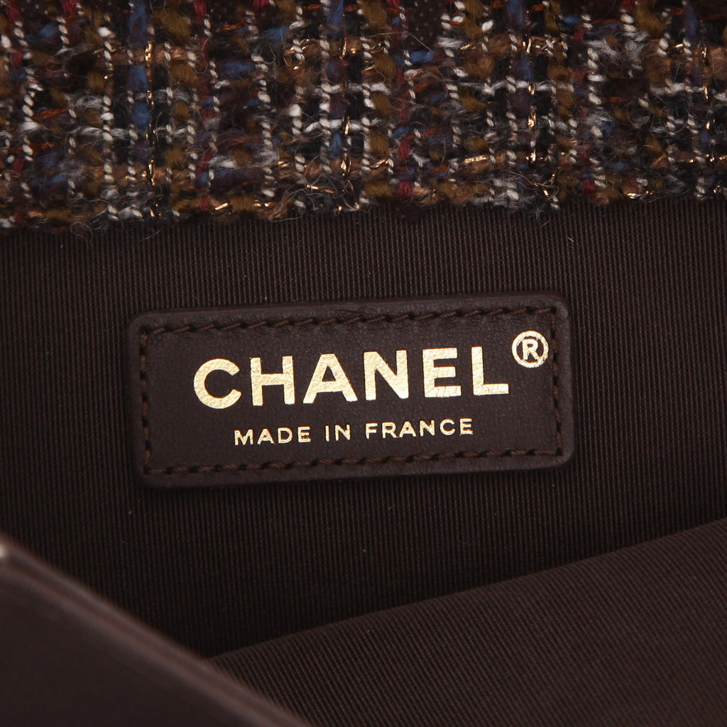 Chanel Knock on Wood shoulder bag in brown and burgundy tweed - DETAIL 2