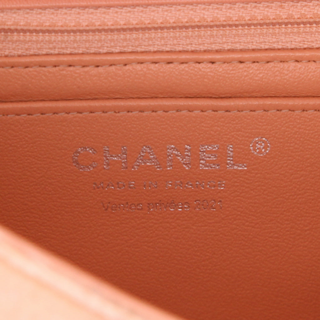 Chanel Mini Timeless handbag in powder pink and grey velvet with sequins - DETAIL 2